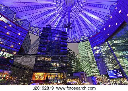 Illuminated dome of Sony Center View Large Photo Image Stock Photo - Illuminated dome of Sony Center. Fotosearch