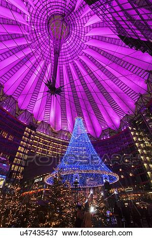Illuminated dome of Sony Center View Large Photo Image Stock Photo - Illuminated dome of Sony Center. Fotosearch