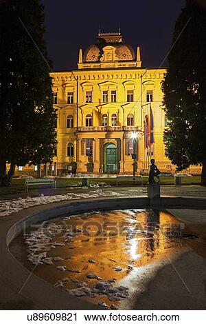 Illuminated facade of Maribor University building View Large Photo Image Stock Image - Illuminated facade of Maribor University building . Fotosearch