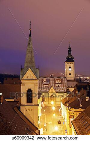 Illuminated St. Mark's Church and Cathedral of Sts. Cyril and Methodius View Large Photo Image Stock Image - Illuminated St. Mark's Church and Cathedral of Sts. Cyril and Methodius. Fotosearch