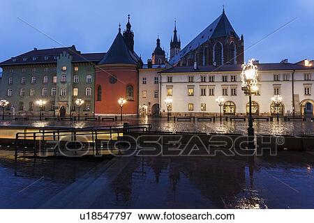 Little Market Square illuminated at night View Large Photo Image Stock Photo - Little Market Square illuminated at night. Fotosearch