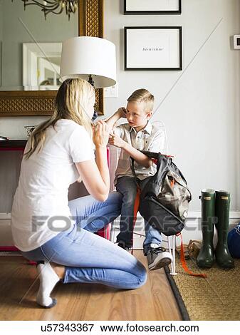 Mother talking with son (6-7) View Large Photo Image Stock Photo - Mother talking with son (6-7). Fotosearch
