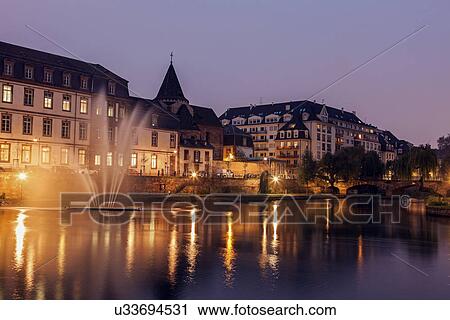 Stock Image - Old town at night. Fotosearch