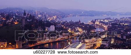 Stock Photo - Old town at night. Fotosearch