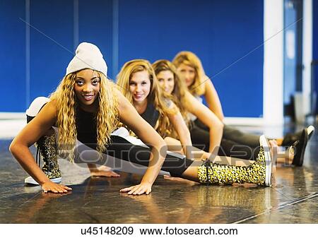 Portrait of female dancers in dance studio View Large Photo Image Stock Photo - Portrait of female dancers in dance studio. Fotosearch