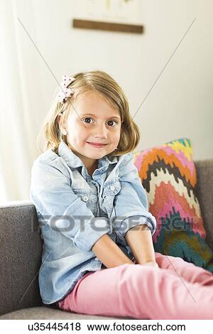 Stock Photo - Portrait of little girl (4-5). Fotosearch
