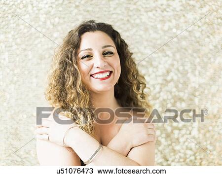 Stock Image - Portrait of smiling woman . Fotosearch