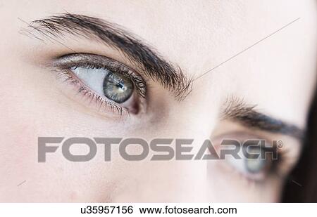Portrait of young woman with blue eyes View Large Photo Image Stock Photograph - Portrait of young woman with blue eyes. Fotosearch