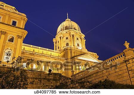 Stock Photography - Royal Palace dome illuminated at night. Fotosearch
