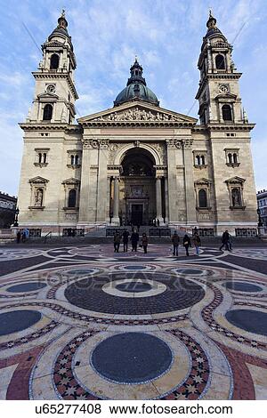 Stock Photo - Saint Stephen's Basilica facade and square. Fotosearch