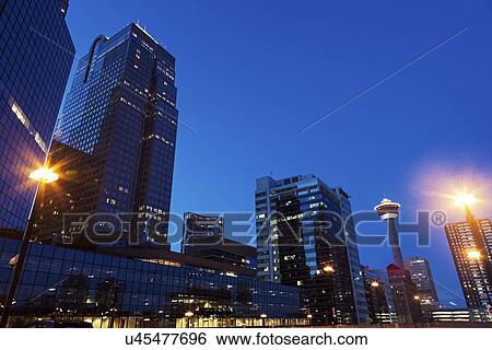 Skyscrapers at night View Large Photo Image Stock Photograph - Skyscrapers at night. Fotosearch