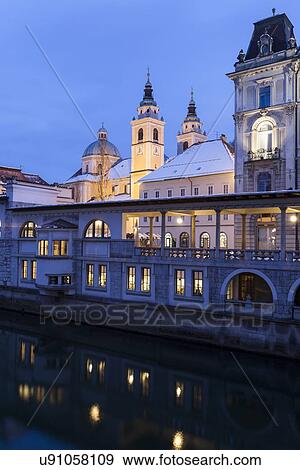 St. Nicholas Cathedral illuminated at dawn View Large Photo Image Stock Photo - St. Nicholas Cathedral illuminated at dawn. Fotosearch