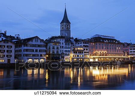 Picture - St. Peter Church at night. Fotosearch