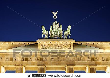 Stock Image - Statue on top of Brandenburg Gate. Fotosearch