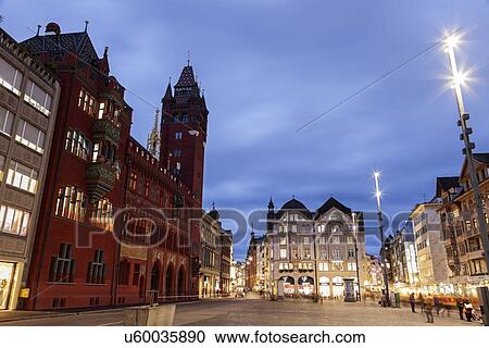 Stock Image - Town hall and market square. Fotosearch