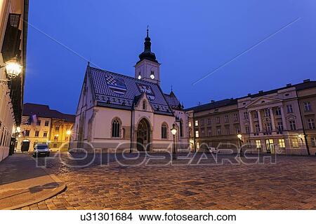 Town square and St. Mark's Church View Large Photo Image Picture - Town square and St. Mark's Church. Fotosearch