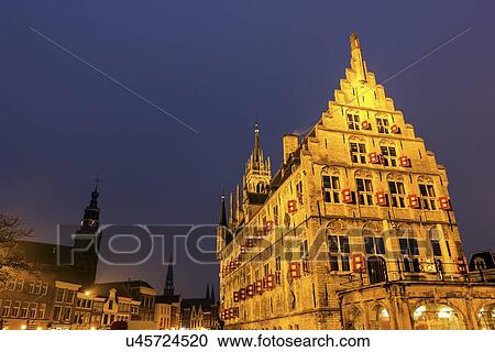 Town square with gothic town hall View Large Photo Image Stock Image - Town square with gothic town hall. Fotosearch