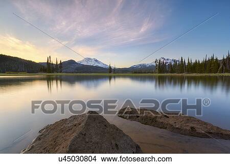 View of Sparks Lake at sunset View Large Photo Image Picture - View of Sparks Lake at sunset. Fotosearch