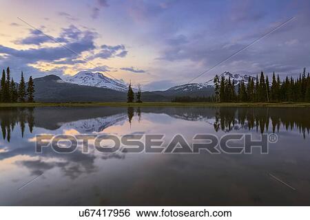 Stock Photograph - View of Sparks Lake at sunset. Fotosearch