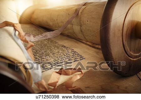 Stock Photo - View of Torah scroll. Fotosearch