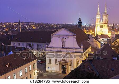 Zagreb Cathedral and St. Catherine Church View Large Photo Image Stock Photography - Zagreb Cathedral and St. Catherine Church. Fotosearch