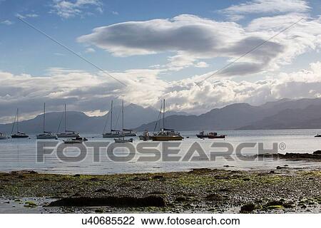 Stock Image - Boats in harbour, Armadale, Isle of Skye, Hebrides, Scotland. Fotosearch