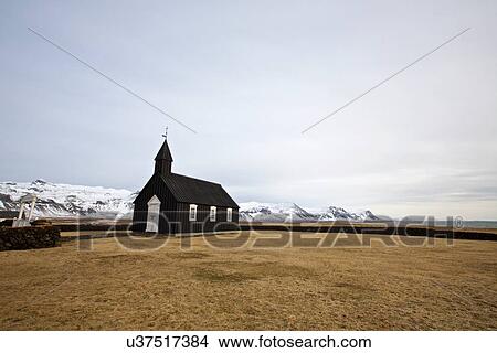 Picture - Budir Church, Stadarsveit, Snaefellsnes Peninsula, Iceland. Fotosearch