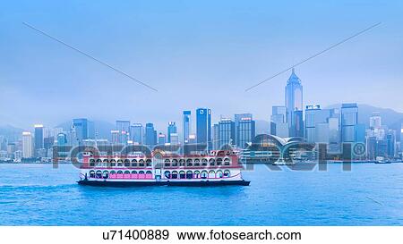 Stock Photo - Central District skyline across Victoria Harbour, Hong Kong, China. Fotosearch