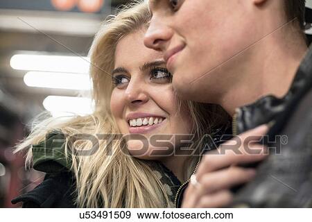 Close up of romantic young couple hugging View Large Photo Image Stock Photo - Close up of romantic young couple hugging. Fotosearch