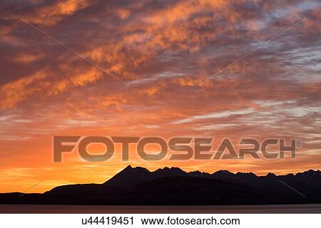 Stock Image - Cuillin mountains at sunset, Isle of Skye, Hebrides, Scotland. Fotosearch