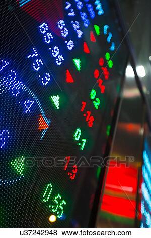 Digital display for stock market changes, Hong Kong, China View Large Photo Image Stock Photo - Digital display for stock market changes, Hong Kong, China. Fotosearch
