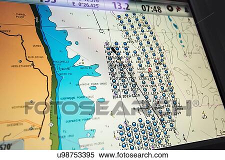 Stock Photography - GPS image of offshore windfarm. Fotosearch