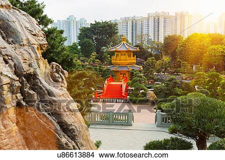 Pagoda and pavilion, Nan Lian Garden, Diamond Hill, Hong Kong, China View Large Photo Image Picture - Pagoda and pavilion, Nan Lian Garden, Diamond Hill, Hong Kong, China. Fotosearch