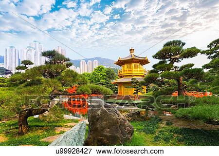 Stock Photo - Pagoda, Nan Lian Garden, Diamond Hill, Hong Kong, China. Fotosearch