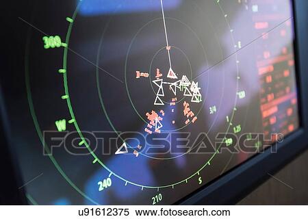Stock Photography - Radar image of ships at sea on offshore windfarm. Fotosearch