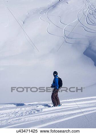 Stock Photography - Skier at Combe de Gers, Flaine, France. Fotosearch