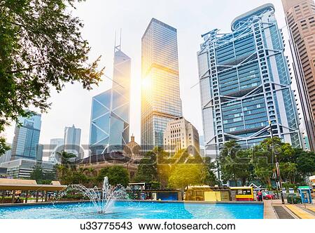 Stock Image - Statue square, Central District, Hong Kong, China. Fotosearch