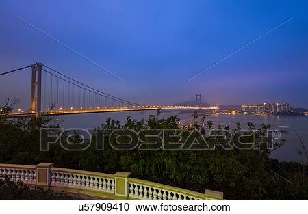 Stock Image - Tsing Ma Bridge, Hong Kong, China. Fotosearch