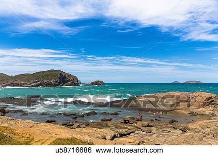 Stock Photograph - View of coast, Lagoinha, Buzios, Rio de Janeiro, Brazil. Fotosearch