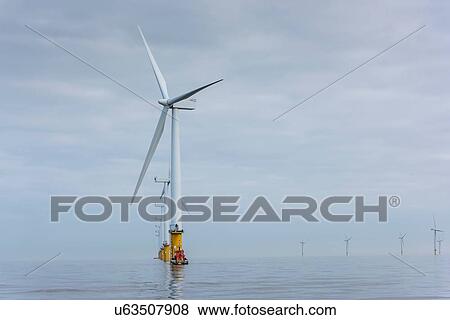 View of offshore windfarm from service boat at sea View Large Photo Image Stock Photo - View of offshore windfarm from service boat at sea. Fotosearch