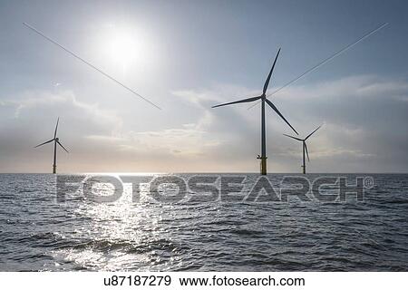 View of offshore windfarm from service boat at sea View Large Photo Image Stock Photo - View of offshore windfarm from service boat at sea. Fotosearch