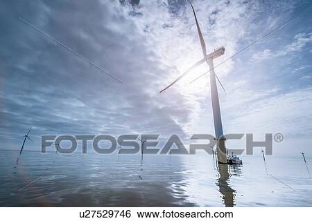 View of offshore windfarm View Large Photo Image Stock Photograph - View of offshore windfarm. Fotosearch