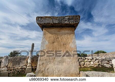 Stock Image - View of taula, ancient Talayotic ruin, Menorca, Spain. Fotosearch