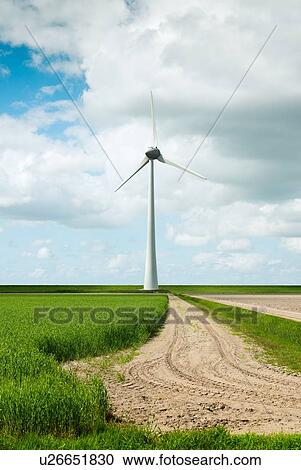 Stock Image - Windturbine, Markenesse, Flevopolder, Netherlands. Fotosearch