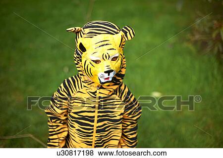 Young child dressed as tiger View Large Photo Image Stock Photo - Young child dressed as tiger. Fotosearch
