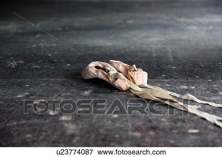 Ballet shoes on floor View Large Photo Image Stock Photo - Ballet shoes on floor. Fotosearch