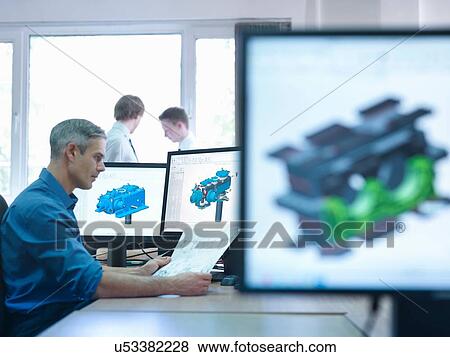 Engineer using computer aided design (CAD) View Large Photo Image Stock Photo - Engineer using computer aided design (CAD). Fotosearch