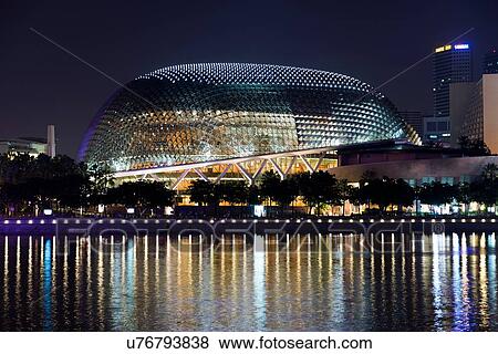 Esplanade Theatres at night, Marina Bay, Singapore View Large Photo Image Stock Photo - Esplanade Theatres at night, Marina Bay, Singapore. Fotosearch