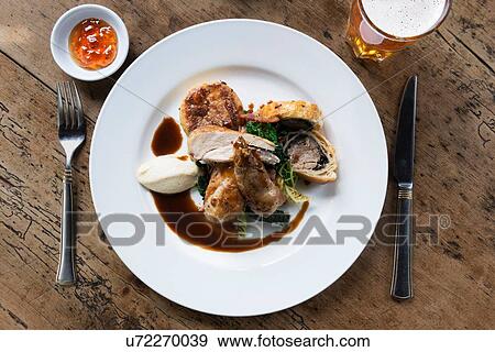 Prepared pheasant meal, overhead view View Large Photo Image Stock Photo - Prepared pheasant meal, overhead view. Fotosearch