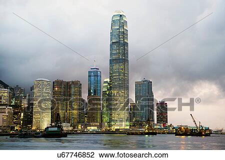 Skyline at dusk, Hong Kong, China View Large Photo Image Stock Image - Skyline at dusk, Hong Kong, China. Fotosearch